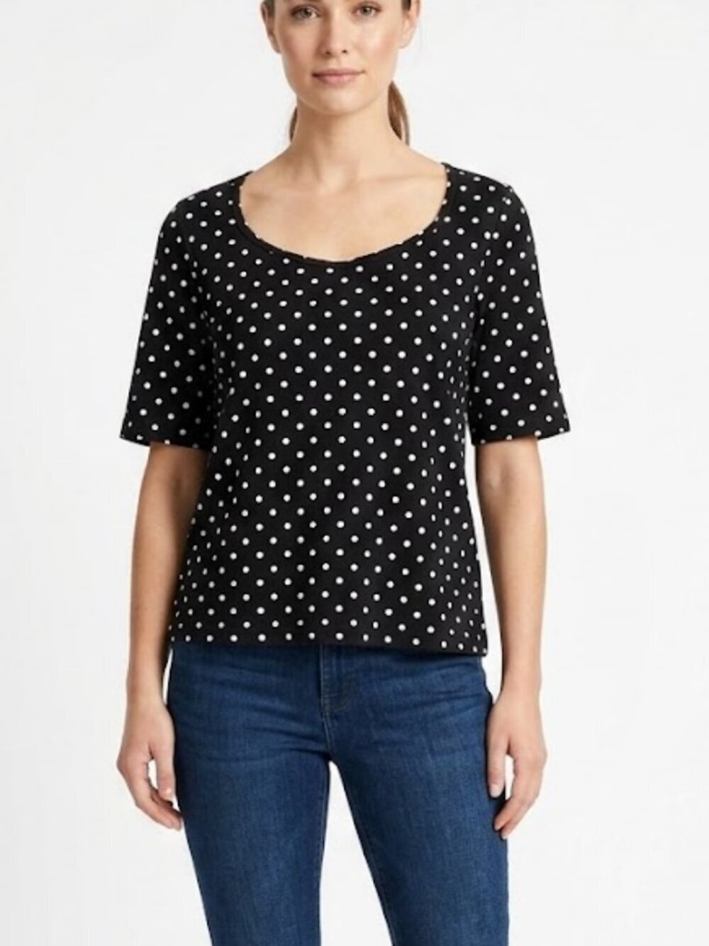 Jules & Leopold Women's  Black with White Polka Dots Top Size XL